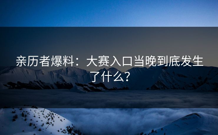 亲历者爆料：大赛入口当晚到底发生了什么？