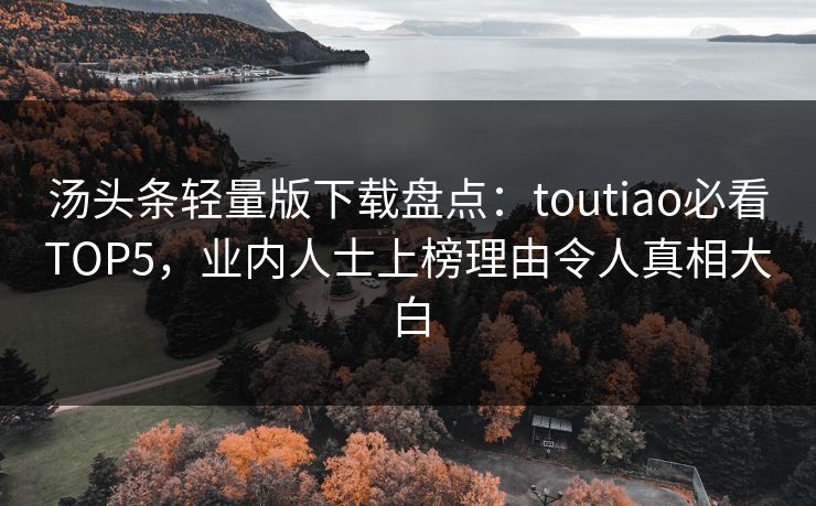 汤头条轻量版下载盘点：toutiao必看TOP5，业内人士上榜理由令人真相大白