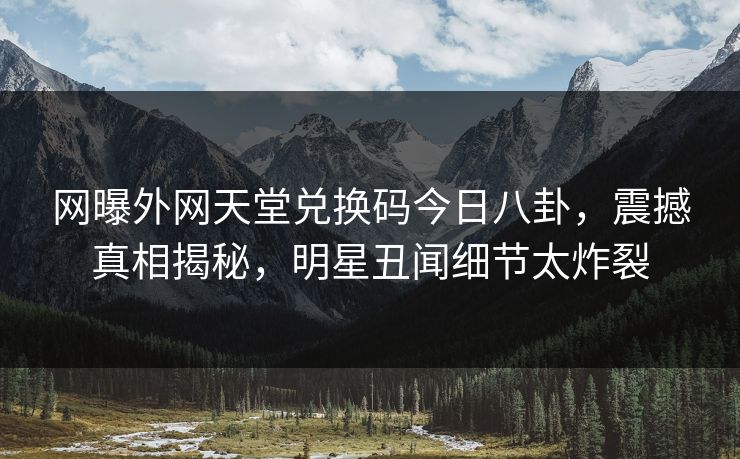 网曝外网天堂兑换码今日八卦，震撼真相揭秘，明星丑闻细节太炸裂