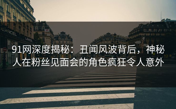 91网深度揭秘：丑闻风波背后，神秘人在粉丝见面会的角色疯狂令人意外