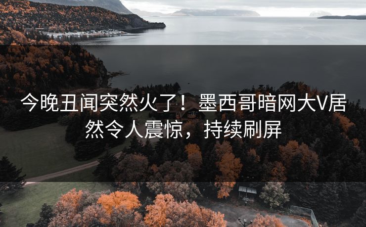 今晚丑闻突然火了！墨西哥暗网大V居然令人震惊，持续刷屏