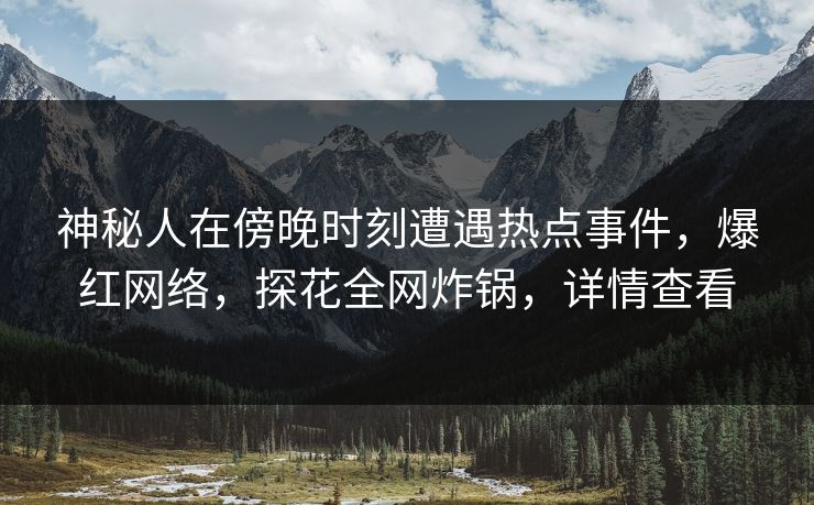 神秘人在傍晚时刻遭遇热点事件，爆红网络，探花全网炸锅，详情查看
