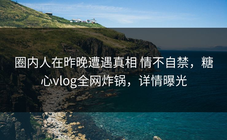 圈内人在昨晚遭遇真相 情不自禁，糖心vlog全网炸锅，详情曝光