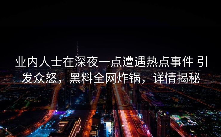 业内人士在深夜一点遭遇热点事件 引发众怒，黑料全网炸锅，详情揭秘